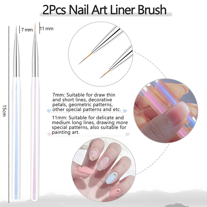 BQAN 5pc Nail Art Brush Set - Ombre, Design, UV Gel, Professional Nail Art Brushes