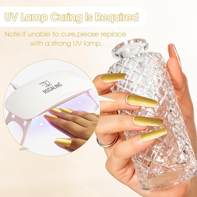 ROSALIND Metallic Nail Art Liner Gel Polish Set, 2pcs 11ml Silver Gold Gel Liner Nail Art Chrome 3D High-Gloss Effect for Nail Paint Design with Thin Brush DIY French Tips