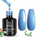 Beetles Pearl Gel Nail Polish - 15ml Blue Nail Polish Drawing Swirl Shell Thread Effect Dark Blue Gel Polish Soak Off UV & LED Cured Long-Lasting Manicure St Patrick Day Gift for women