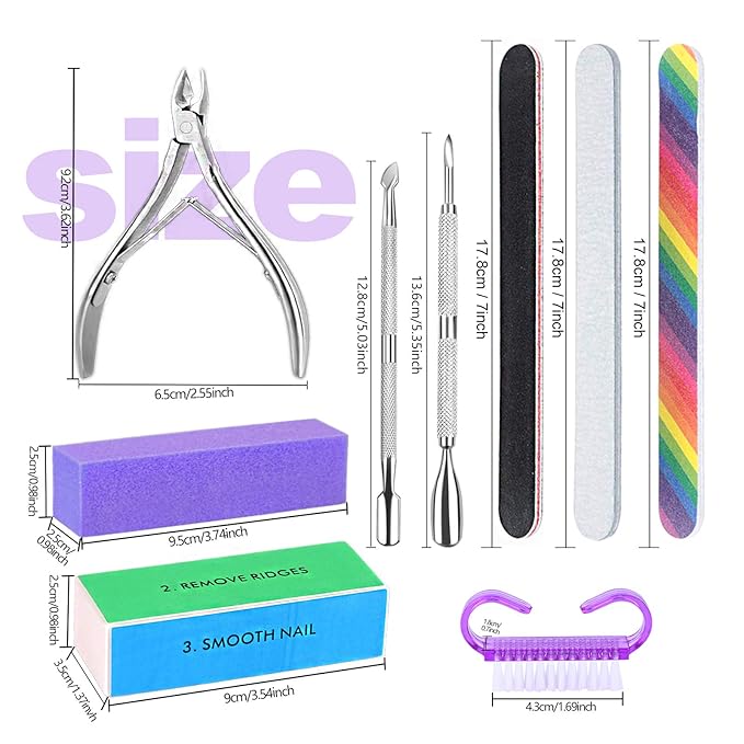 HNYYZL Manicure Kit - Nail File, Buffer, Cuticle Clipper, Pusher & Brush for Salon Nail Art