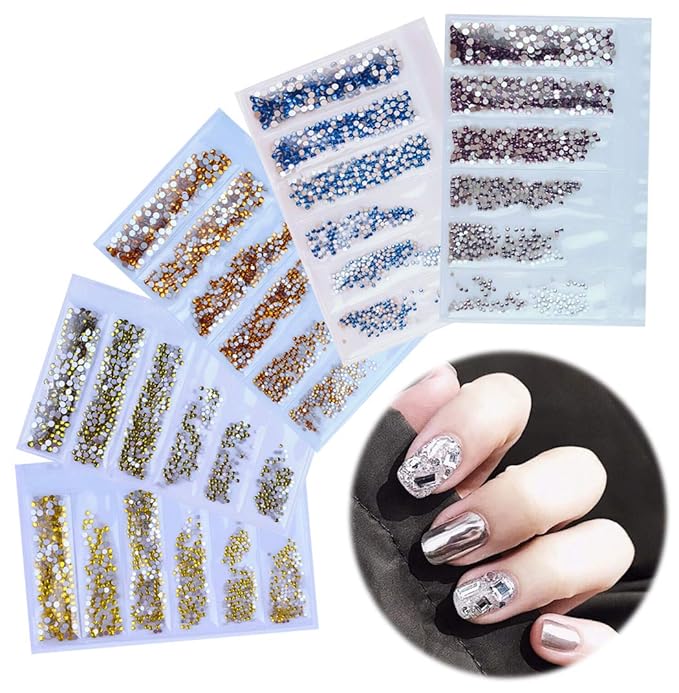 7200 Pieces(6 Grid)5 Pack of Nail Art Rhinestone Decoration Style4