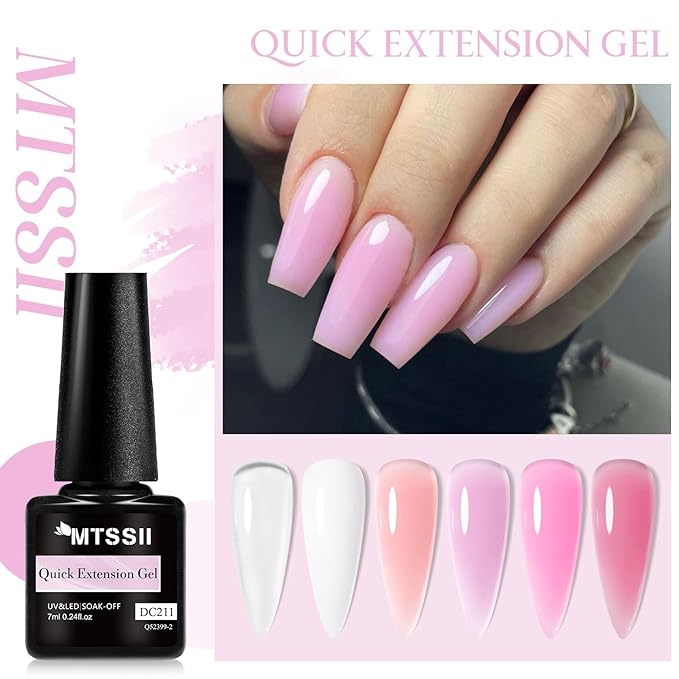 MTSSII Builder Gel for Nails, 6 Colors Clear White Pink Building Strengthener Gel Set for Nail Extension Nail Art Design Beauty Gift for Women