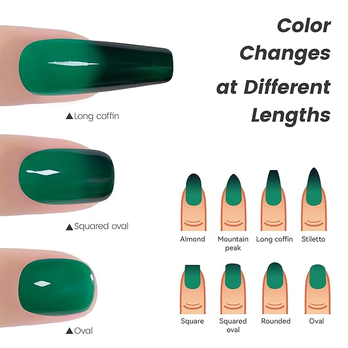 YTD Likomey Color Changing Gel Nail Polish,15ml Bright Green To Dark Green Mood Temperature Change Colors Ombre Thermal Salon Home Fall Winter Manicure UV Nails Varnish,WB09