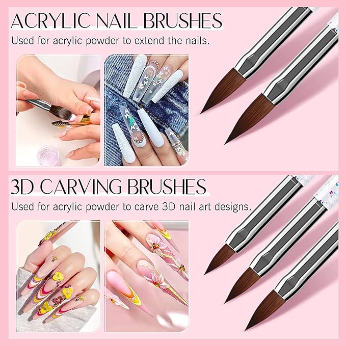 31 Pcs Nail Art Tools Set - Professional Nail Brushes Kit for Acrylic Gel Nails, Manicure Painting Dotting Detailing Tools, Nail Design for Home Salon Supply-Gray