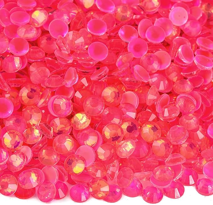 Blinginbox Flatback Rhinestones Round Gems, 288pcs Luminous Series Glass Stones Neon Gems Non Hotfix Crystal Rhinestones for Nail Charms Crafts Clothes Tumblers,Rose Neon Opal,SS30.