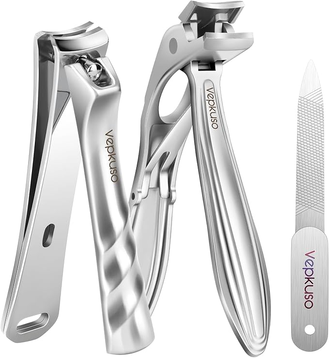 Toenail Clippers&Nail Clippers for Seniors Thick Nails - Professional Nail Clippers Set for Men/Women, Manicure Kit with Angled Head, Stainless Steel Toe Nail Cutter, Gift Idea