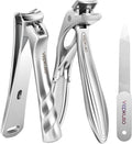 Toenail Clippers&Nail Clippers for Seniors Thick Nails - Professional Nail Clippers Set for Men/Women, Manicure Kit with Angled Head, Stainless Steel Toe Nail Cutter, Gift Idea