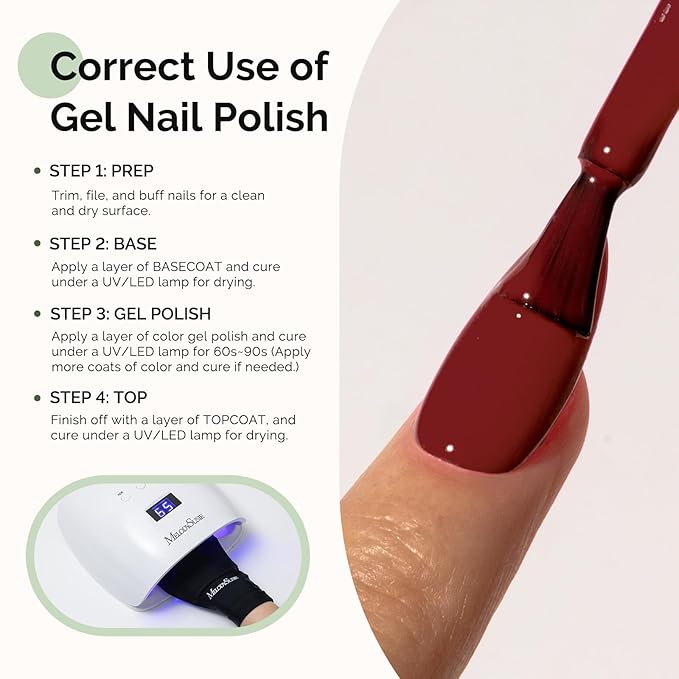 MelodySusie Hema Free Gel Nail Polish, 0.5 Fl Oz Thick Crimson Red Gel Polish, Non-Toxic, Long Lasting, Soak Off UV Nail Polish, Manicure Nail Design Salon DIY Nail Art at Home K1309