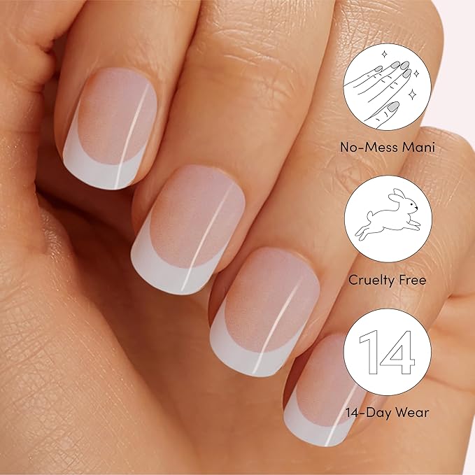 Dashing Diva Glaze Nail Strip Duo - French For Everyone Collection - Pearly Whites & Pastel Baby - Long Lasting, Chip Resistant, Semi-Cured Gel Nail Strips - Contains 2 Colors