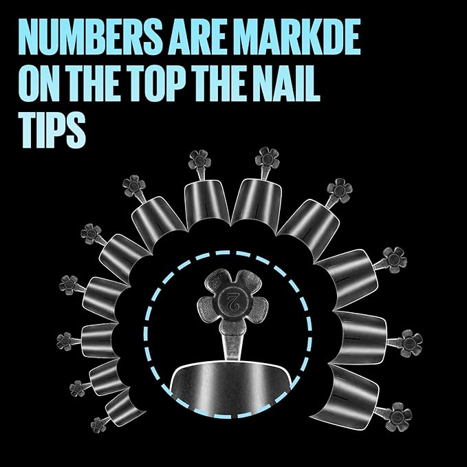 TOMICCA Short Squoval Nail Tips, 510Pcs Acrylic Nails Tips Full Matte, 12 Sizes No C Curve Fake Half Cover Nail Tips for Nail Extension Salon Home DIY