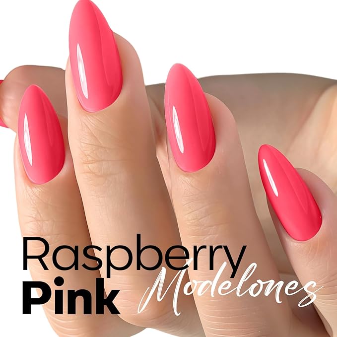 modelones Pink Gel Polish Raspberry Pink Valentine Gel Nail Polish Summer Vibrant Fluorescent Polish Soak Off LED Nail Art DIY Nail Manicure 15ML