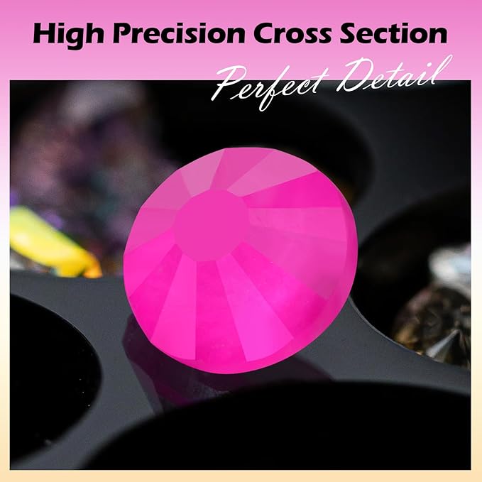 Neon Rose Flatback Rhinestones, Glass Rhinestones for Nail Art and Craft, Glue Fix, Loose Crystal Gemstones(Neon Rose, SS30, 288pcs, 6.4-6.6mm)