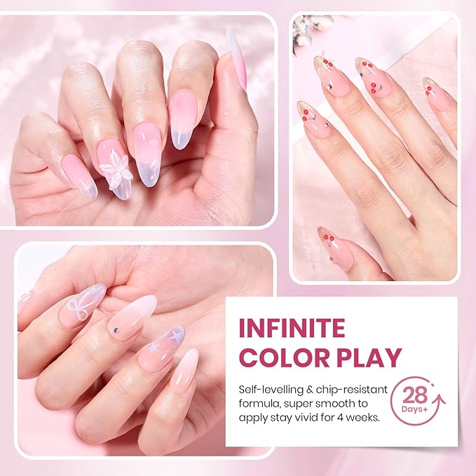 Beetles Cat Eye Gel Polish Set - 20 Colors Jelly Cat Eye Gel Nail Kit, Glowy Grace Nude White Pink Purple Base Colors, Soak Off UV Glitter Trend Nails Charms Spring Gift for Women