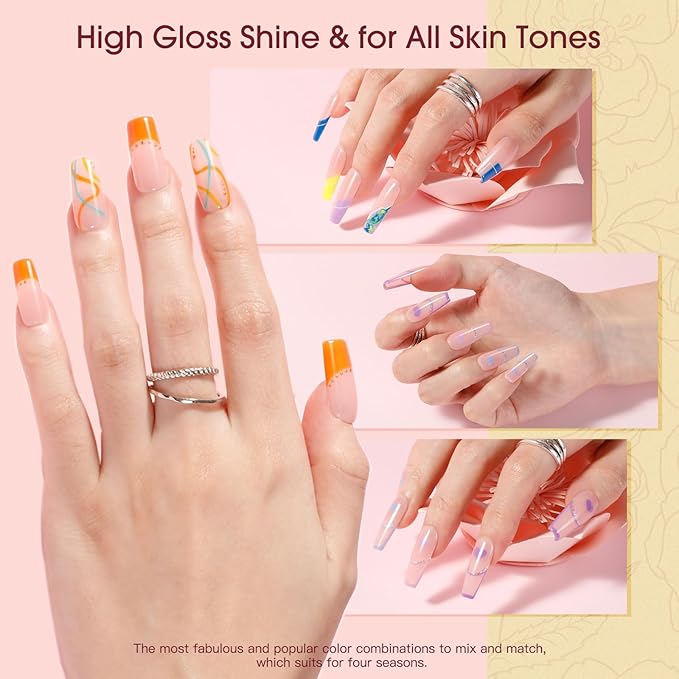 ROSALIND 2 oz Poly Nail Gel Millennial, Pink Poly Extension Gels Jelly Color Builder Pink Gel Quick Building Acrylic Nails Poly Extension Thickening Nail Art Trendy Beauty