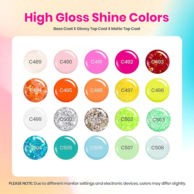 Beetles Spring Gel Nail Polish Set - 20 Colors Pastel Neon Hot Pink Glitter Yellow Orange Blue Gel Nail Polish Kit Base Glossy & Matte Top Coat Rainbow Nail Gift for Women Diva of Divas