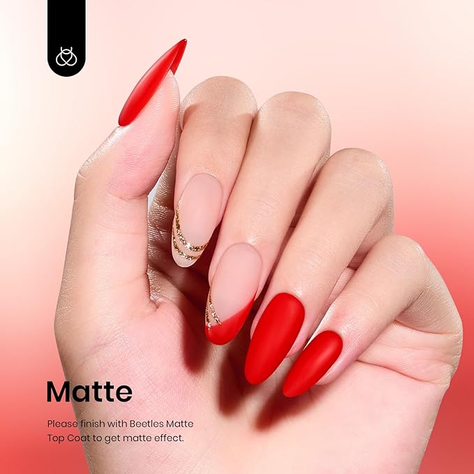Beetles Red Gel Polish - 1 Pcs 15ml 0.51 FL.OZ Red Color Soak Off U V LED Gel Polish Nail Art Design Manicure Salon DIY Salon