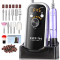 Professional Electric Nail Drill Kit 45000RPM with Bits and Base Purple Portable Rechargeable Cordless Nail E- File Machine for Acrylic Gel Powder Nails and Manicure Pedicure Toenail Tool Set