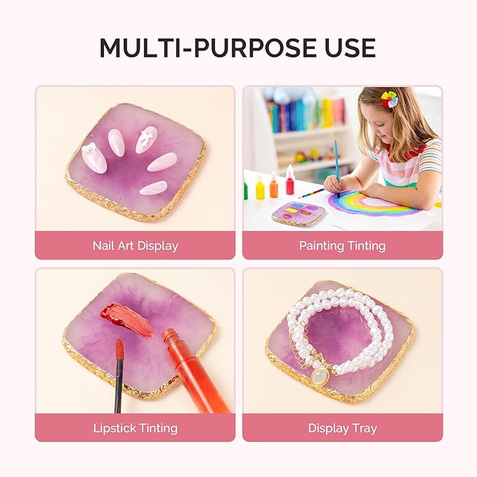 MelodySusie 1PC Square Shape Resin Nail Art Palette, Professional Color Mixing Board for Gel Polish, Acrylics, Pigment Blending, Salon and DIY Makeup Artist Tool, Purple