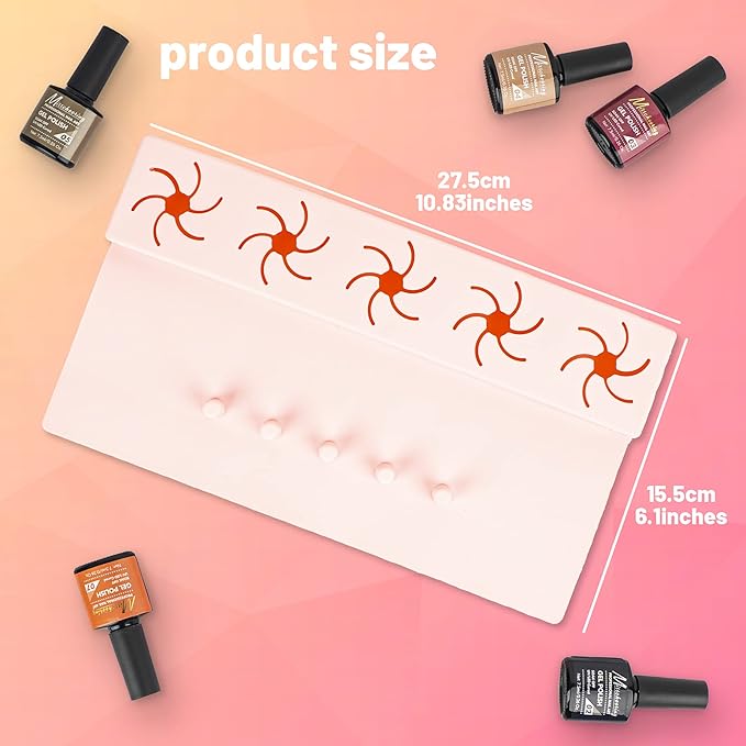 Nail Polish Holder Silicone Fingernail Painting Tools, Nail Polish Organizer with Fixed Finger Anti-Spill Bottle Stand and Finger Separators for Pedicure Manicure Pink