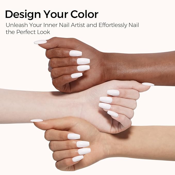 TOMICCA White Gel Nail Polish, 15ml White Gel Polish, Soak Off UV LED Soft Pale Color High Gloss Colors Long Lasting French Nail Art Manicure Salon DIY Design