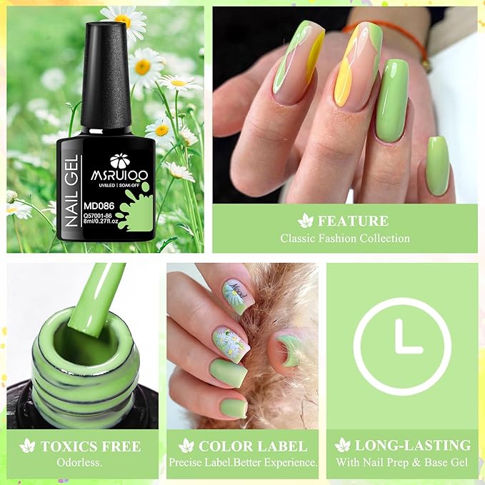 12Pcs Gel Nail Polish Set Nude Gel Polish Kit Orange White Grass Green Lime Greener Nail Polish Kit for Women Girls