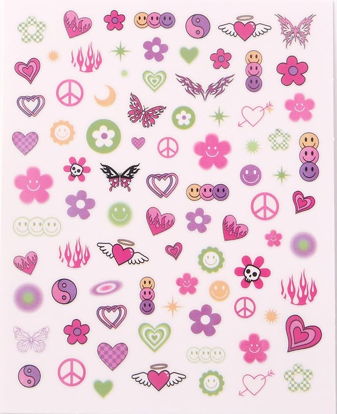 Impressed 5 Sheets Luxury Nail Art Stickers 500+ Gold Customized Nail Decals for Fake Nail Design and Salon Nails Accessories (Y2K)