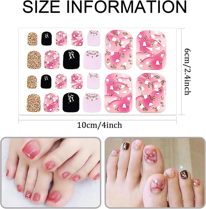 SILPECWEE Toe Nail Polish Strips Red Full Nail Wraps for Women Self Adhesive Nail Polish Stickers Gel Nail Strips Toenails Nail Art Decoration with 1pc Nail File (20 Sheets)
