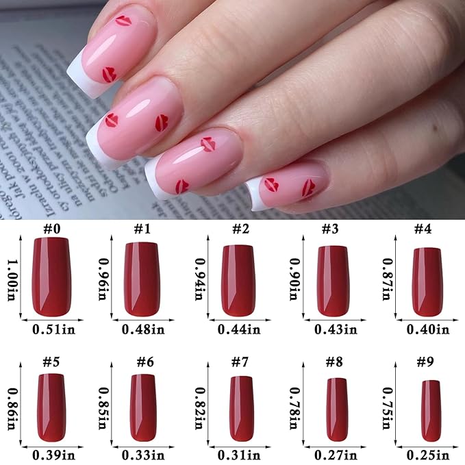 LoveOurHome 576pc Square Press on Nails Long Fake Nails Medium Square False Nail Full Cover Artificial Fingernails Acrylic Presson Nail Tips 24 Colors 10 Size for Women Teens Kids