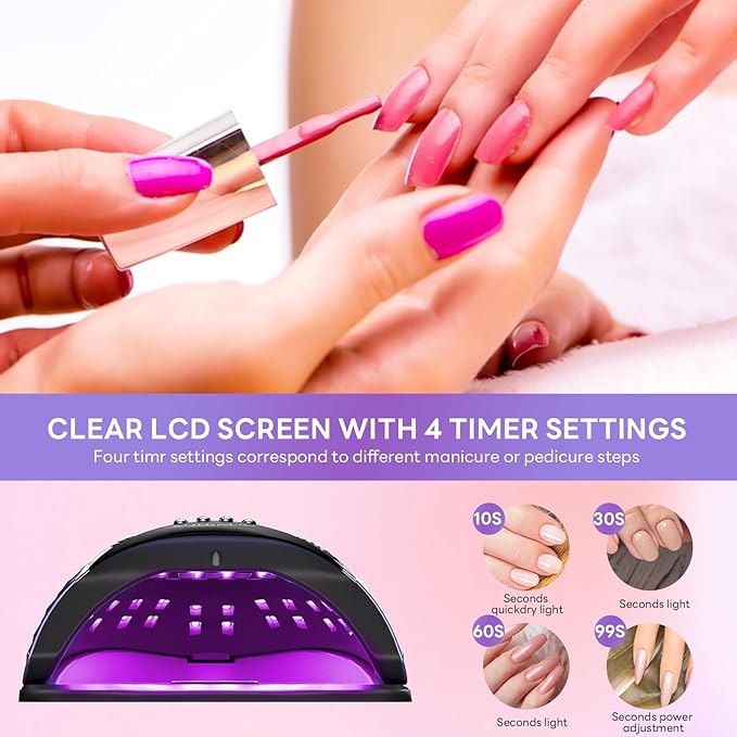 LED UV Nail Lamp, 280W Gel Nail Polish, Dryer, Professional Nail Lamp, UV Light for Nails with 66 Beads, Auto Sensor LED Gel Nail Lamp, 4 Timer Settings