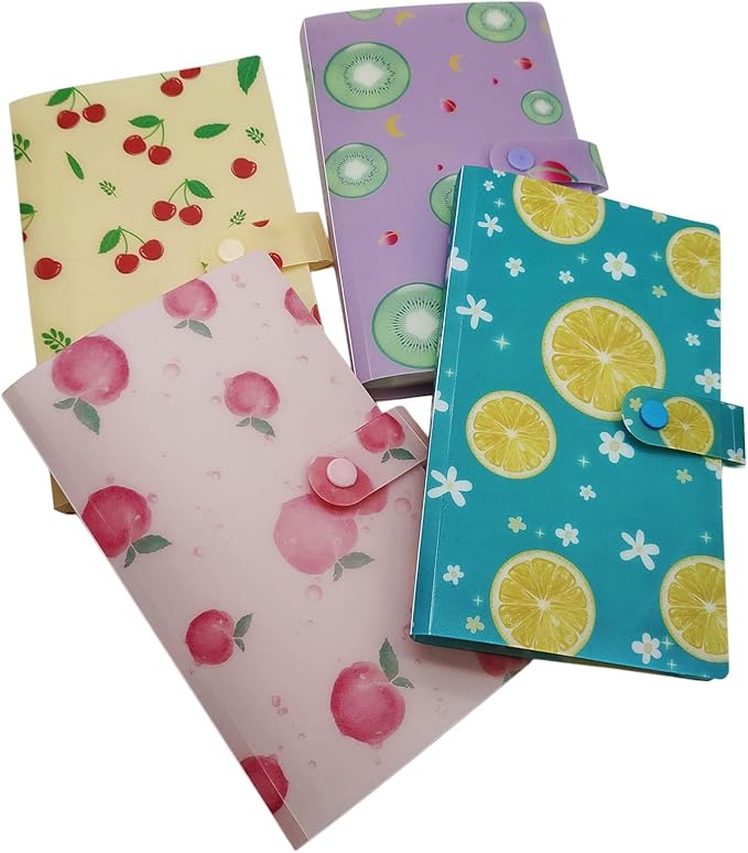 MIAO YUAN 4 PCS 120 slots (2.3×3.5") Nail Art Sticker Storage Books, Empty Collection Book for DIY Stickers, Nail Art Decal Display Set Transparent Collection Organizer - Fruit