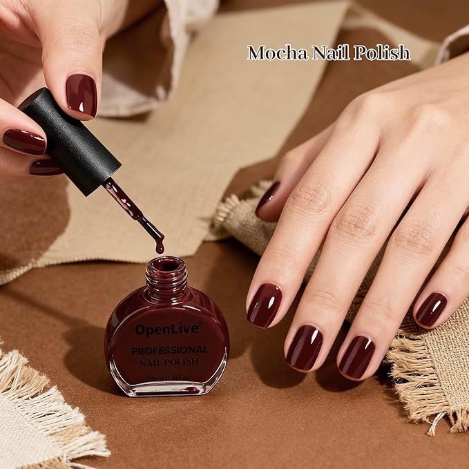 10ml Chocolate Brown Nail Polish Set 6 Colors Fall Winter Mocha Quick Dry Nail Polish Non Gel for Women Girls Gift