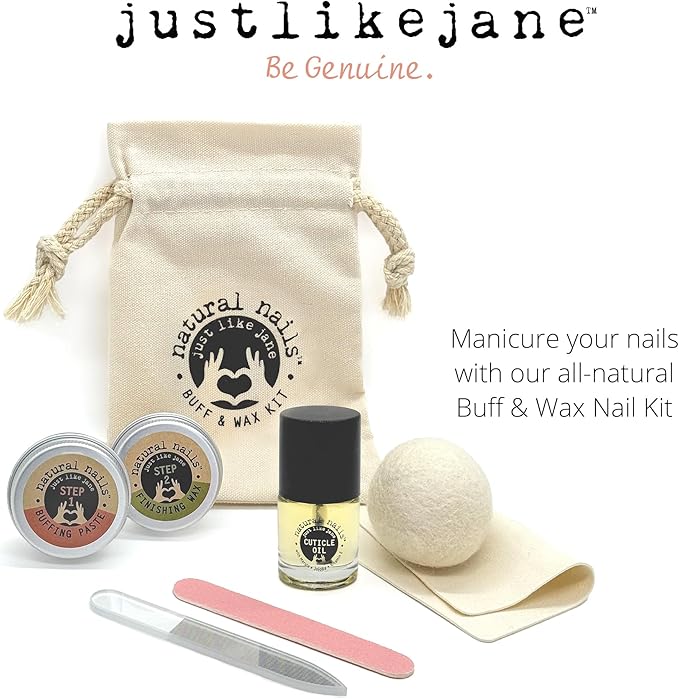 Just Like Jane™ Natural Nails Buff & Wax Kit - New Nano Glass File for Higher Shine!