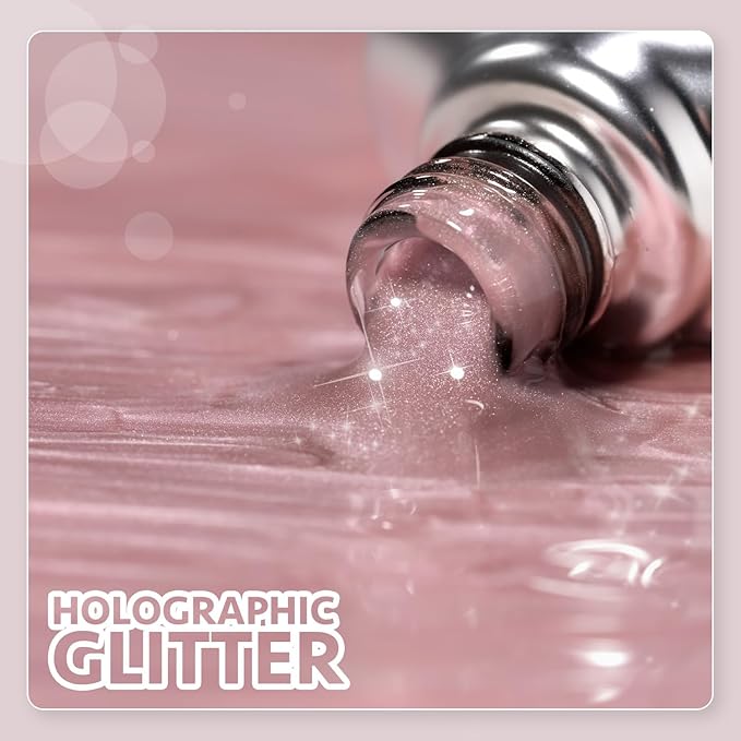 GAOY Pink Glassy Cat Eye Gel Nail Polish, 16ml Glitter Holographic Nail Polish with Magnet, Reflective Translucent UV Gel, 2333 Light Rose
