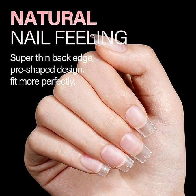 AILLSA Short Square Nail Tips 450PCS Acrylic gel Full Cover Nail Tips Matte Acrylic Upgraded No Need Files Press on Fake Nails Tips for False Nails Tips Extension Home DIY Nail Salon 15 Sizes