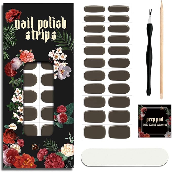 Nail Polish Strips (No UV Lamp Needed) - 22 Pcs Salon Quality Gel Nail Stickers - Long Lasting Wraps (Abyssal Green)