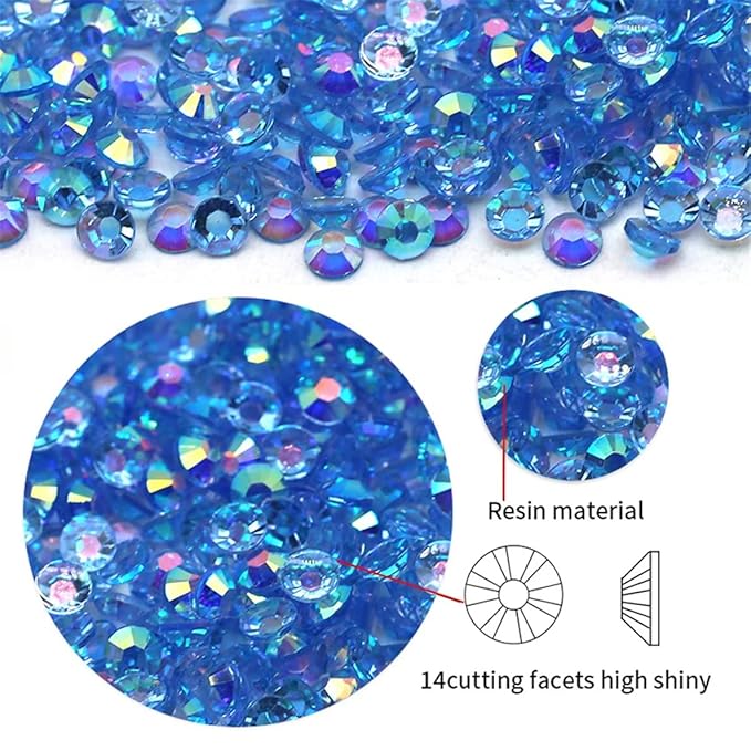 2250 Pcs SS16 4mm AB Flatback Rhinestones for Nails Art Crafts Transparent Glitter Round Gems Crystals DIY Clothes Shoes(Clear Light Sapphire AB)