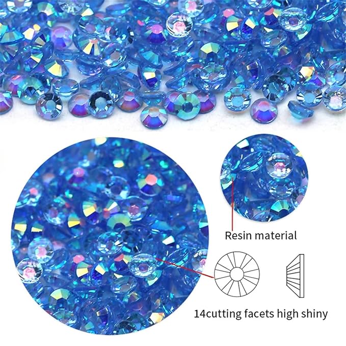 4500 Pcs SS6 2mm AB Flatback Rhinestones for Nails Art Crafts Transparent Glitter Round Gems Crystals DIY Clothes Shoes(Clear Light Grey AB)