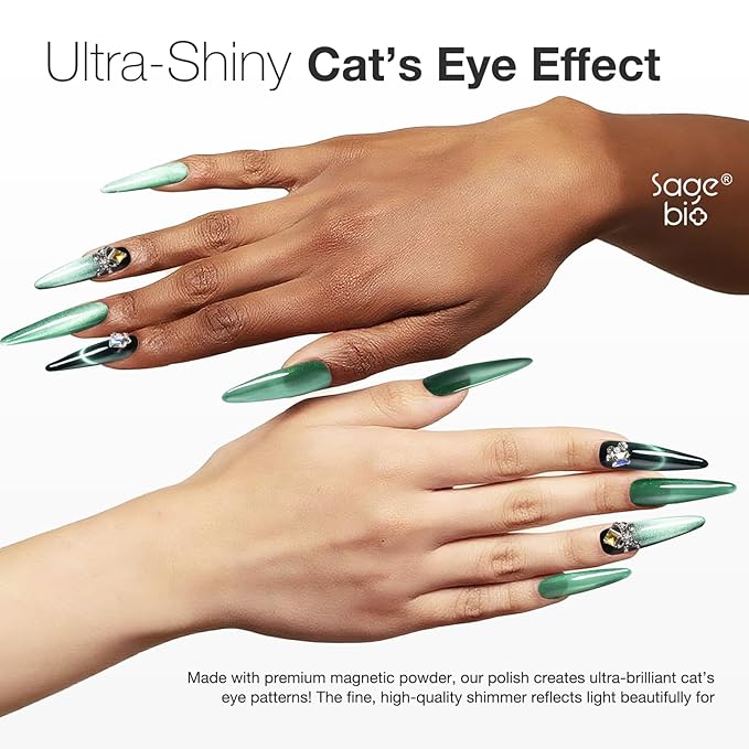 Cat Eye Gel Nail Polish 15ml Venom Sea, Magnetic Shimmer Glass Bead Effect, UV LED Soak Off Nail Gel, Easy DIY Home Manicure