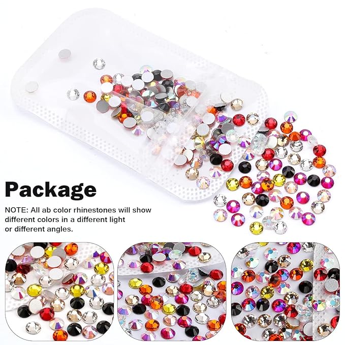 Novani Mix 10 Colors Rhinestones for Crafts Round Crystal Glass Flatback Gems and Rhinestones for Nails Art Makeup Bags Shoes Decoration DIY(SS10, 1440pcs, Mix Color 1)