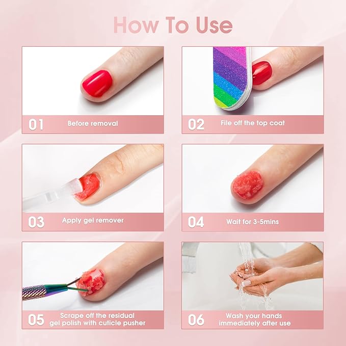 ROSALIND Gel Nail Polish Remover, 2Pcs 11ml Gel Polish Remover No Need Soaking or Wrapping Gel Remover for Nails 3-5 Minutes Easy And Quick