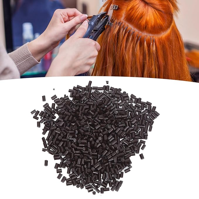 Italian Glue Brown Fusion Granule Bead for Hair Extension, 100g Hot Glue Tip for Hair Extension Nail Design, Italian Rebond Granules Beads Hair Extension Fusion Kit
