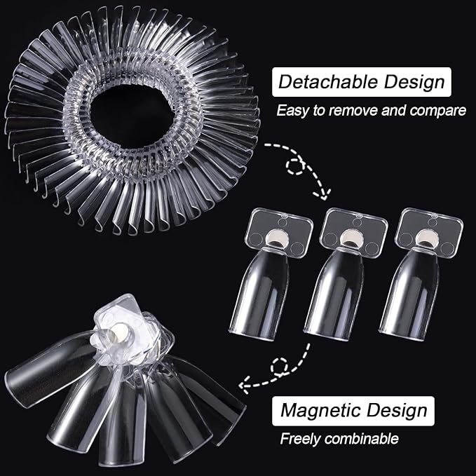Magnetic Nail Swatch Sticks Set, Detachable Practice Nail Display Tips for Gel Polish, Nail Art Painting Swatches, Professional Manicure Salon Supplies, Muestrario de Uñas Magnético