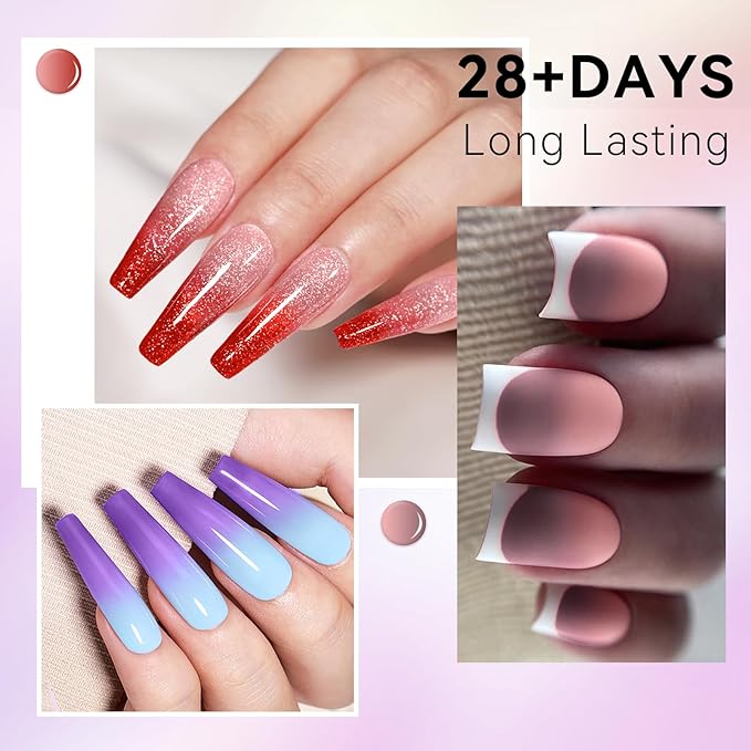 Born Pretty Color Changing Gel Nail Polish, 6 Colors Glitter Temperature Change Gel Polish Blue Pink Neon Long Lasting Nail Polish U V Set for Manicure and Nail Art, DIY at Home, Salon-Quality 7ml