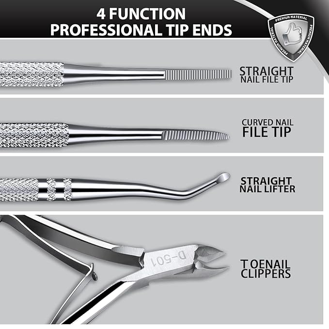 Teenitor Ingrown Toenail Tool, Pedicure Tools for Feet, Stainless Steel Ingrown Toenail Clippers, Ingrown Toenail File and Lifters