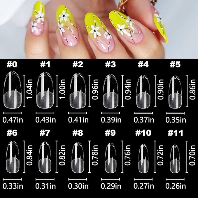 LoveOurHome 600pc Gel Nail Tips Clear Oval Almond Fake Nails Full Cover Artificial False Fingernails for Gel Manicure Extension/Acrylic Nail Design Press on Nail Making