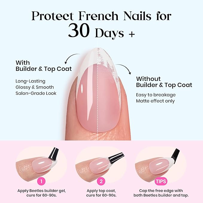 Beetles Summer Press On Nails 224 Pcs 7 Colors, French Tip Nails Short Almond Classic Fake Nail Tips, Rainbow Soft Nail Gel False Nails Art DIY For Women