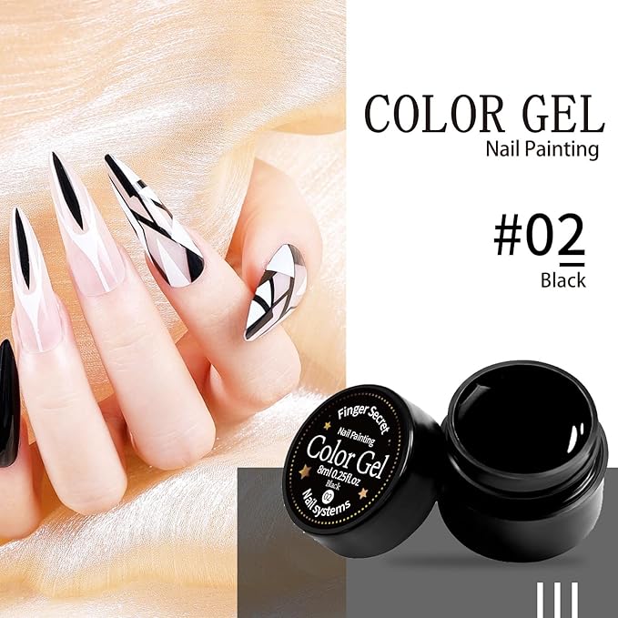 Nail Painting Gel, Nail Paint for Nail Art, Gel Polish For French Tip Tool Design For Home Salon DIY Nail Art,UV/LED Curing Required (color-02, 1SET)