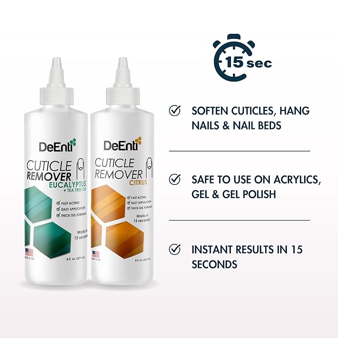 Instant Cuticle Remover Gel, Professional Cuticle Softener with Instant 15-Second Removal, 8oz Bottle for Hand, Foot & Nail Care, Salon Quality Manicure & Pedicure Supplies