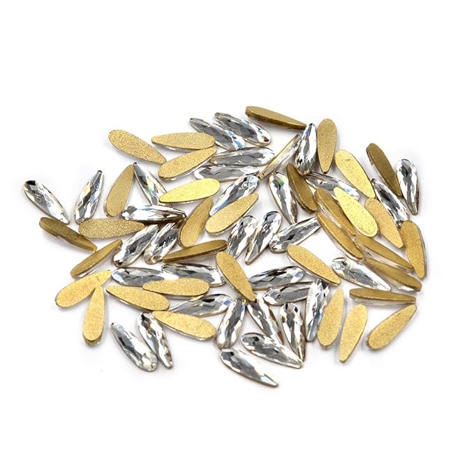 Nail Art Water Drop Rhinestones Flatback 3D Crystal Stones Manicure Decorations Clear Color 50Pcs