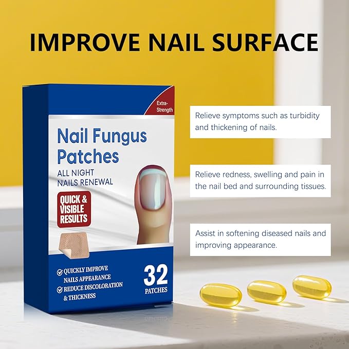 Fungus Nail Treatment Patch, Foot Fungus Treatment Extra Strength,Nail Fungal Patches for Toenail, Nail Repair for Damaged Nails and Appearance of Discolored - (32 Pcs)